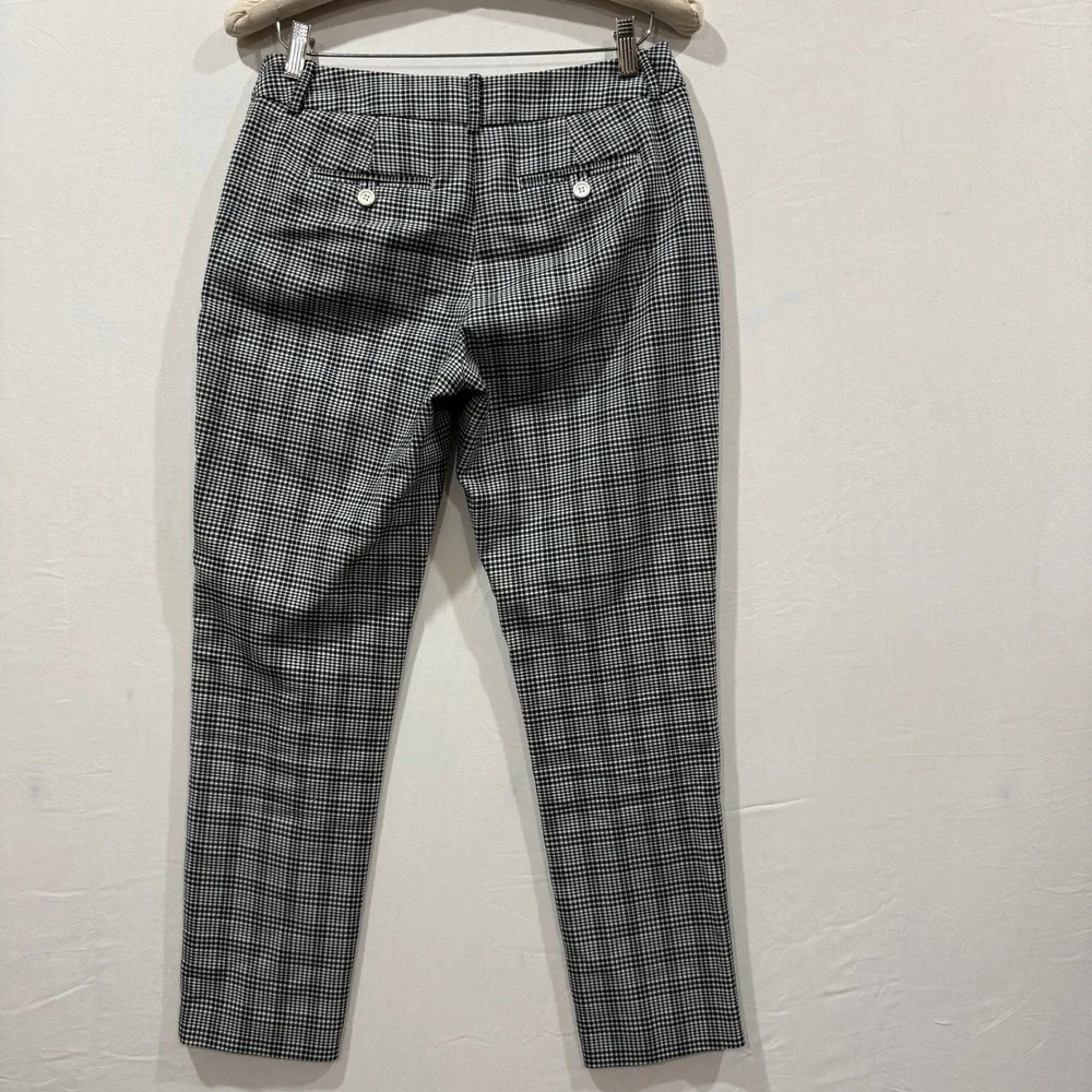 Merona Black White Gingham Check Cropped Pant Women's Size 2 Classic Fit Stretch